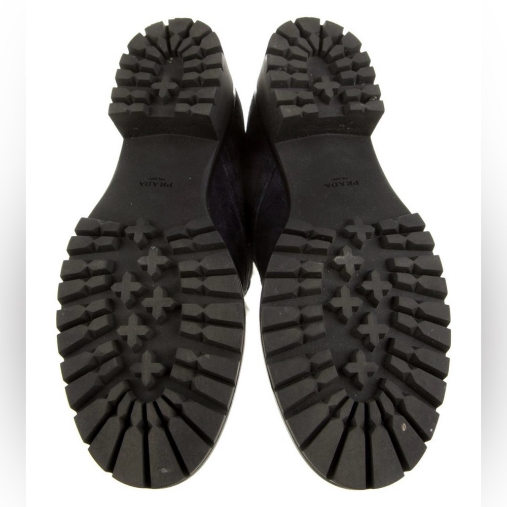 Prada Suede Shearling-Lined Lace-Up Booties - Picture 6 of 7